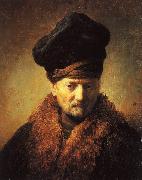 Bust of an Old Man in a Fur Cap fj Rembrandt